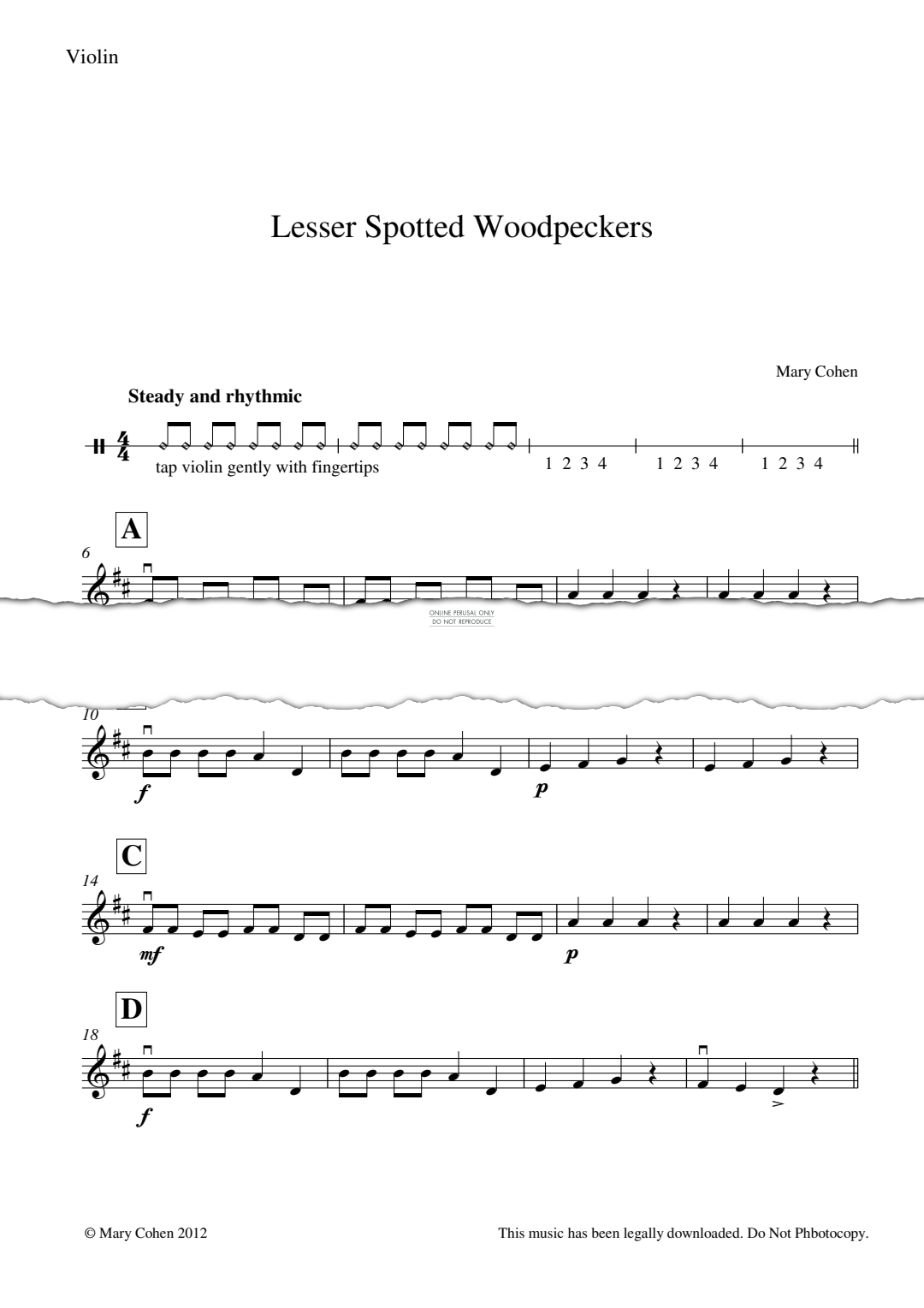 Produktgalerie: Seite 1 von 1 Lesser Spotted Woodpeckers, Mary Cohen, Violine