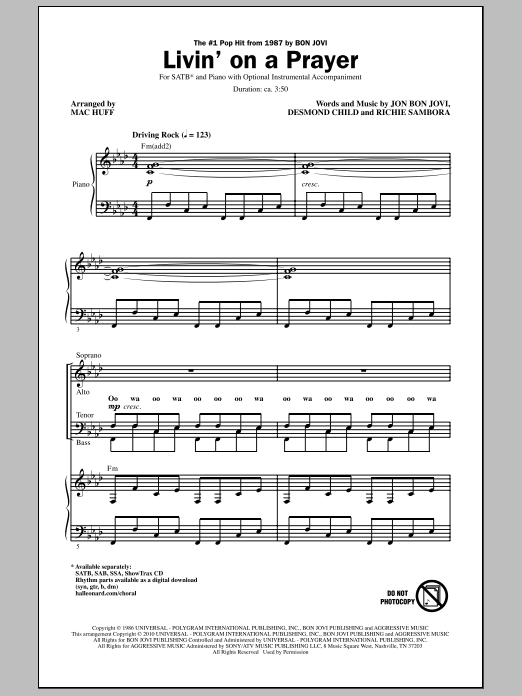 Produktgalerie: Seite 1 von 1 Livin' On A Prayer (arr. Mac Huff), Bon Jovi, Chor
