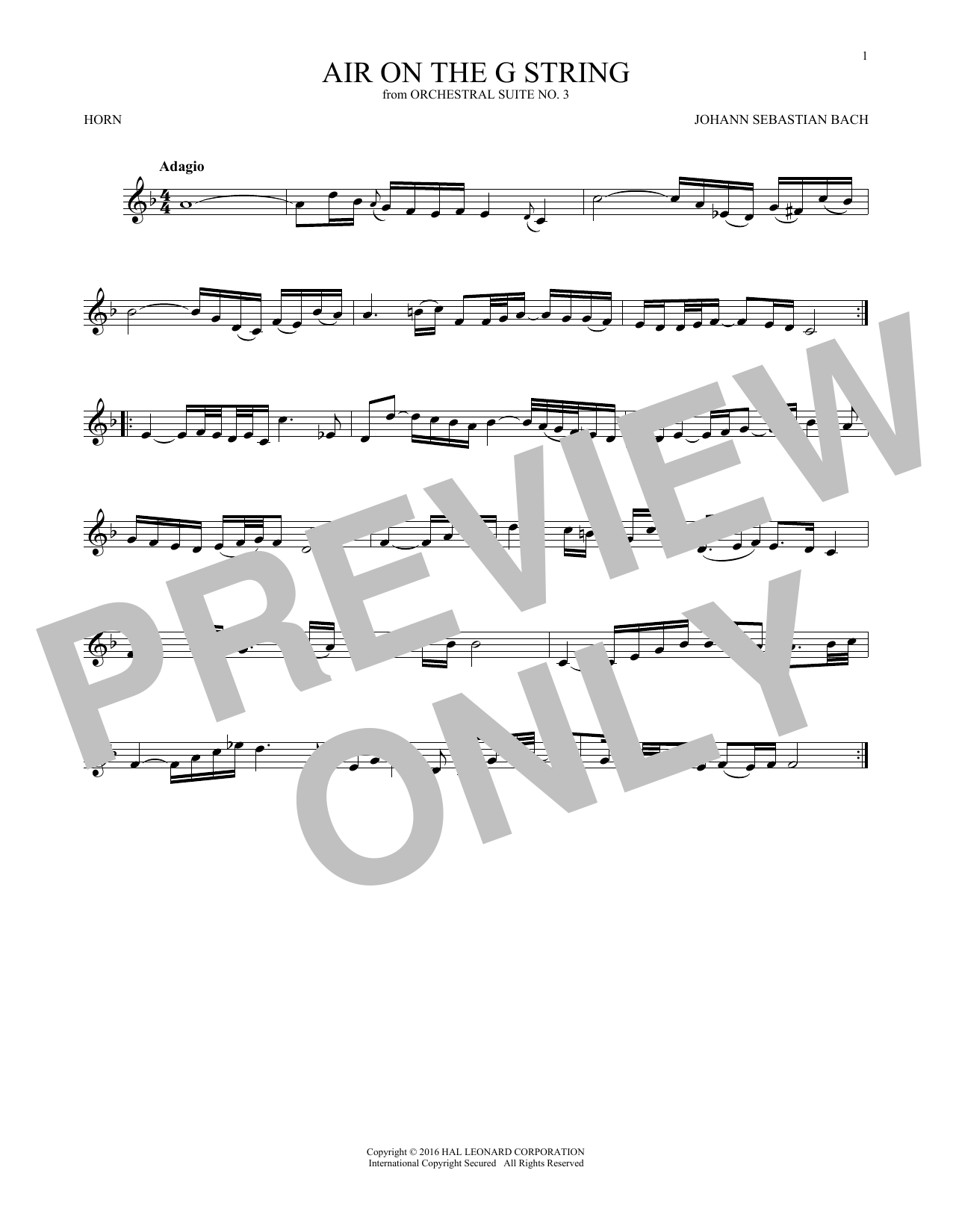 Produktgalerie: Seite 1 von 1 Air (Air On The G String), Johann Sebastian Bach, Horn
