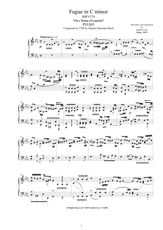 Product picture to: Fuge in C-Moll BWV 574Johann Sebastian Bach
