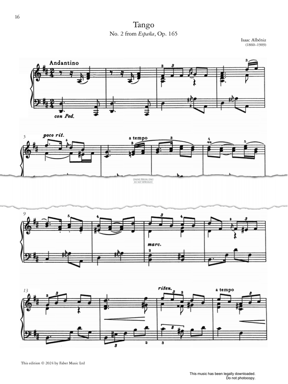 Produktgalerie: Seite 1 von 1 Tango No. 2 (from España, Op. 165), Isaac Albeniz, Klavier