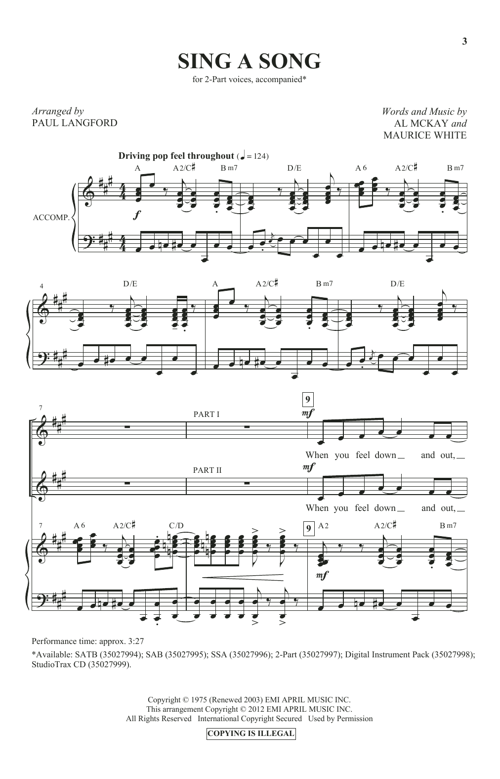 Product picture to: Sing A Song (arr. Paul Langford)