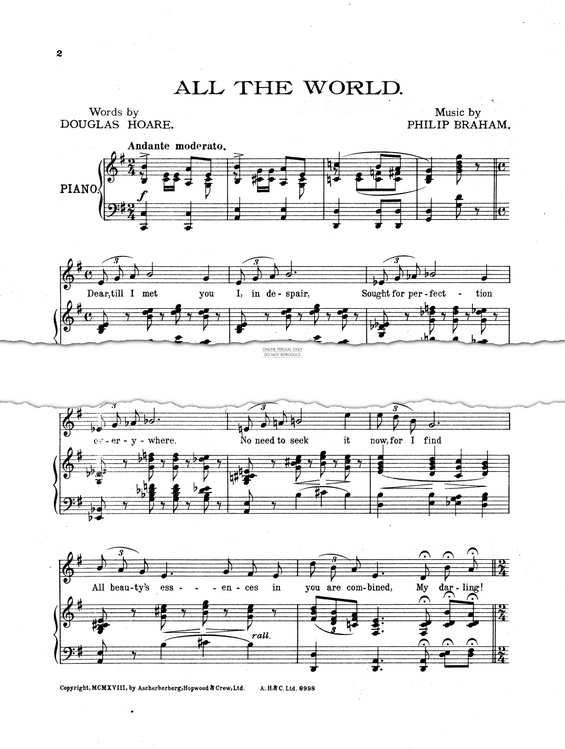 Produktgalerie: Seite 1 von 1 All The World, Philip Braham, Gesang, Klavier