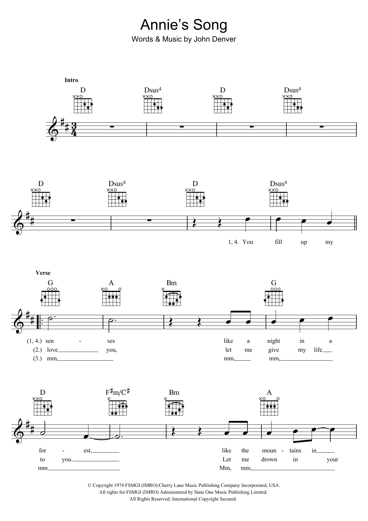 Produktgalerie: Seite 1 von 1 Annie's Song, John Denver, Melodieinstrument