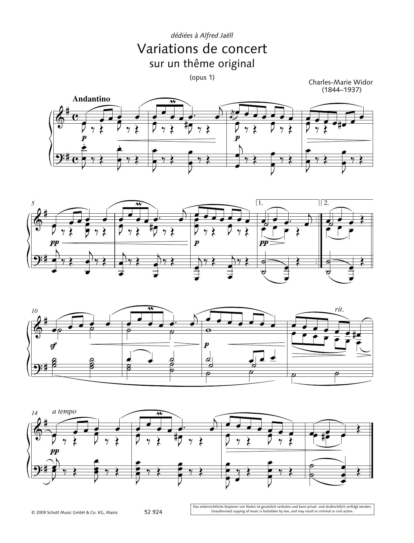 Produktbild zu: Variations de concert sur un thême original