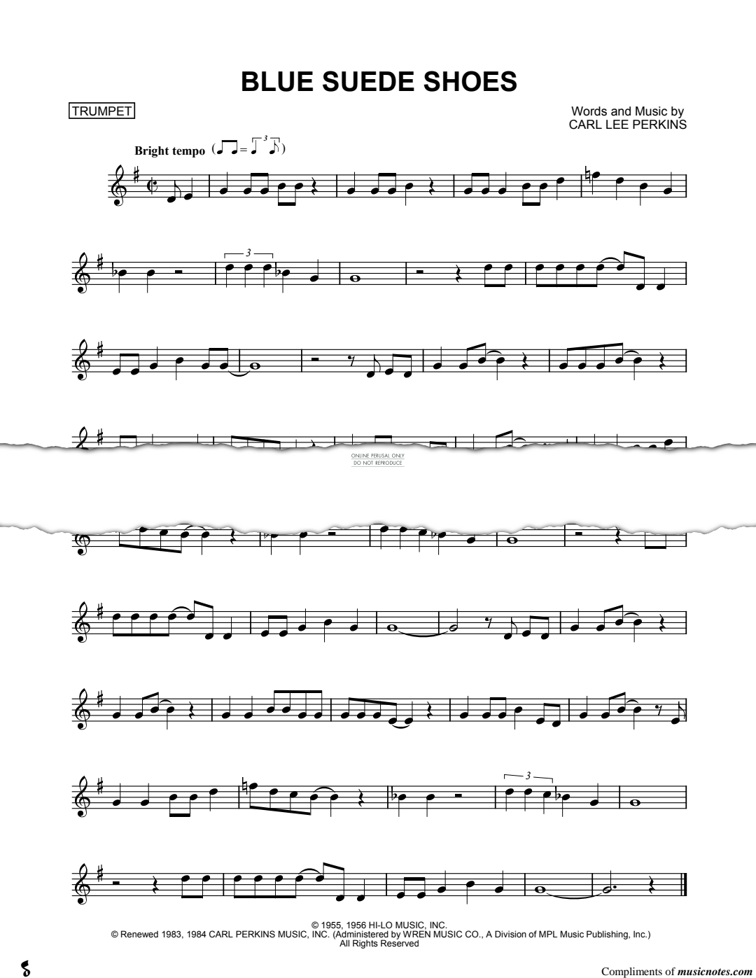 Produktgalerie: Seite 1 von 1 Blue Suede Shoes, Carl Lee Perkins, Trompete