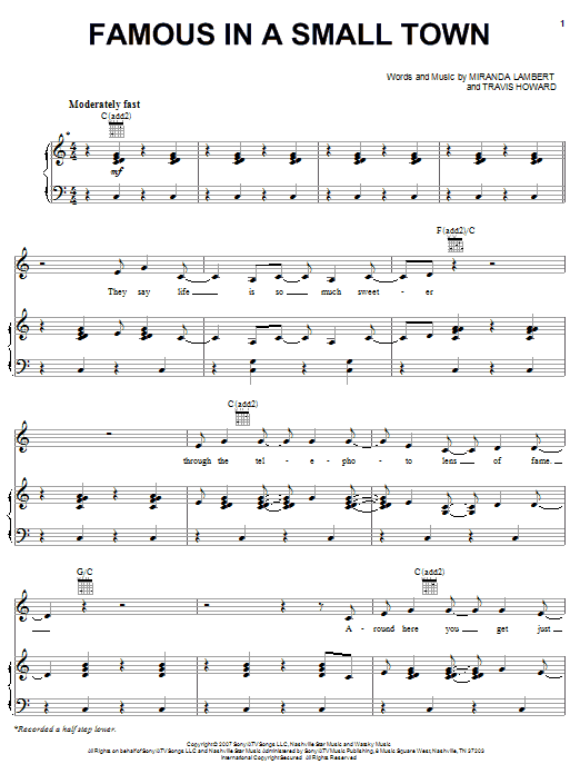 Produktgalerie: Seite 1 von 1 Famous In A Small Town, Miranda Lambert, Gesang, Gitarre, Klavier