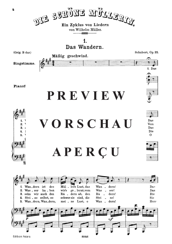 Product gallery: Page 2 of 3 Das Wandern D.795-1 (Die Schöne Müllerin), , Medium Voice and Piano
