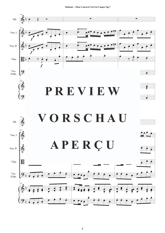 Product gallery: Page 9 of 11 Concerto No.9 in F-Dur Op.7, , Solo Oboe, String Ensemble, and Harpsichord (B.C.)