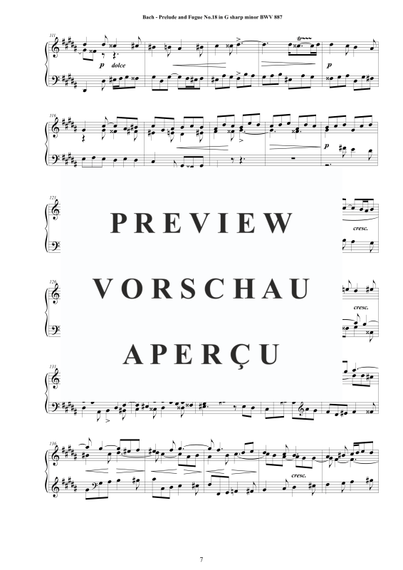 Product gallery: Page 8 of 10 Präludium und Fuge Nr. 18 in Gis-Moll BWV 887, , Solo Piano