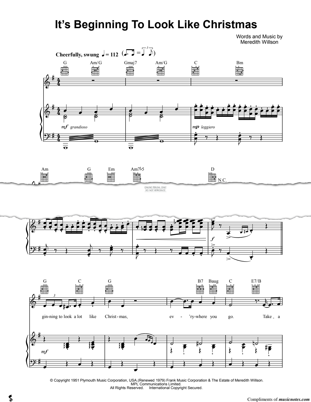 Produktgalerie: Seite 1 von 1 It's Beginning To Look Like Christmas, Meredith Willson, Gesang, Gitarre, Klavier