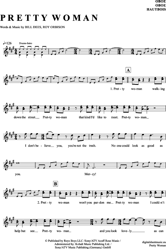 Product gallery: Page 1 of 4 Pretty Woman , Orbison, Roy, (Oboe)