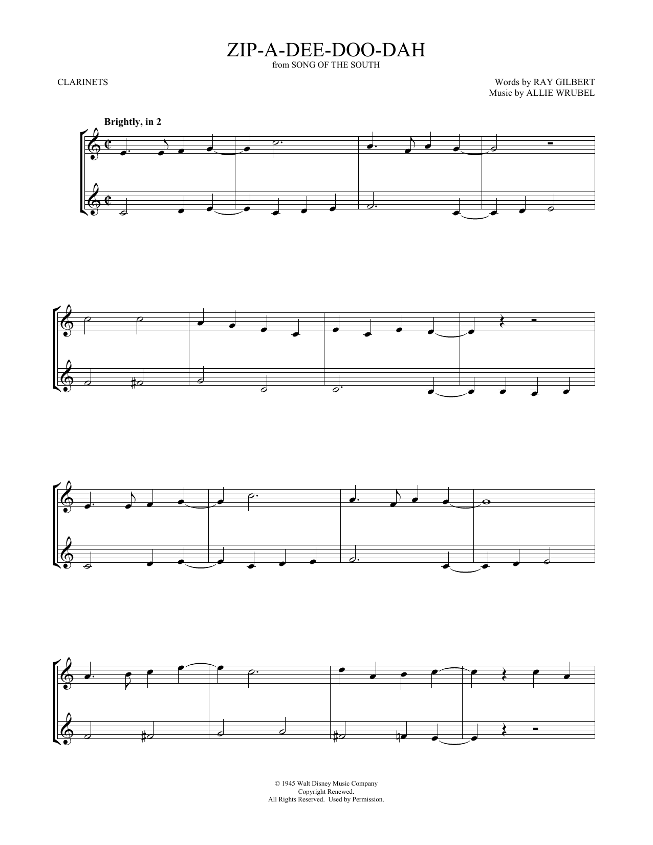 Product gallery: Page 1 of 1 Zip-A-Dee-Doo-Dah (from Song Of The South) (arr. Mark Phillips), James Baskett