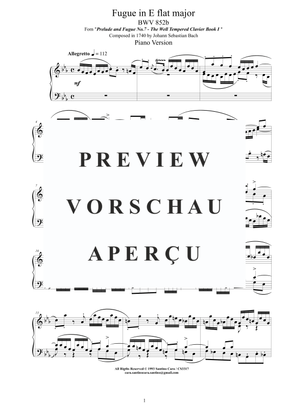 Produktgalerie: Seite 2 von 4 Fuge in Es-Dur BWV 852b, , Klavier Solo