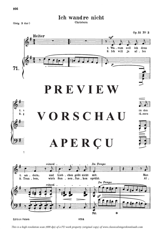 Product gallery: Page 2 of 4 Ich wand're nicht, Op.51 No.3, , Medium Voice and Piano