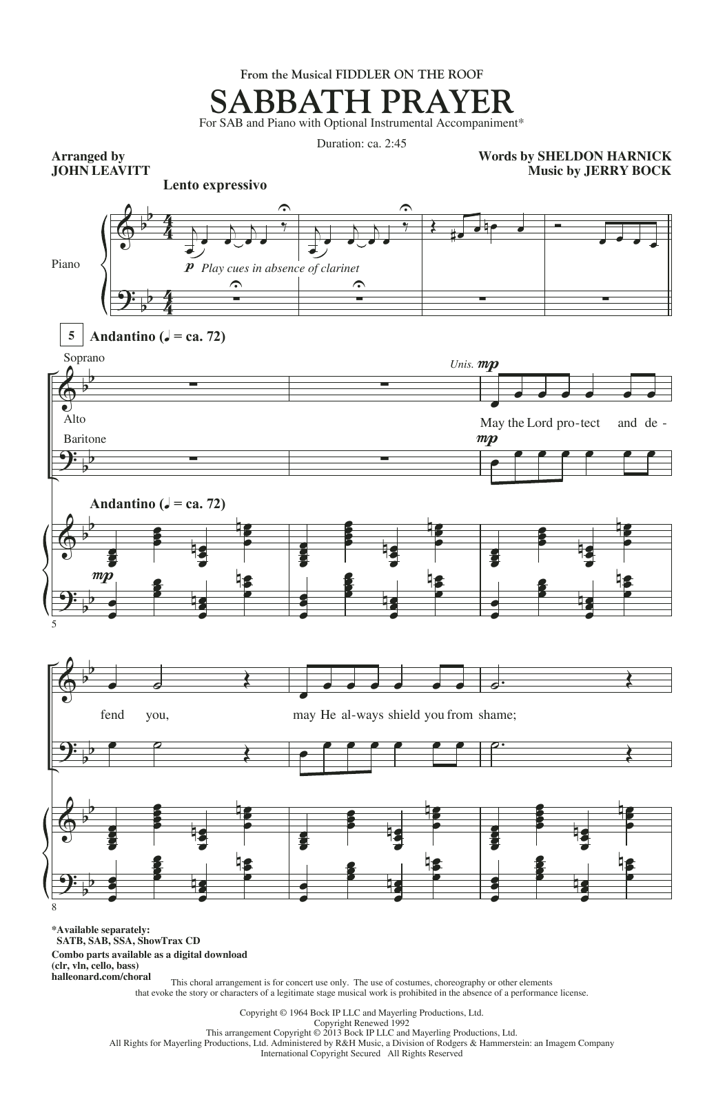 Product picture to: Sabbath Prayer (from Fiddler On The Roof)