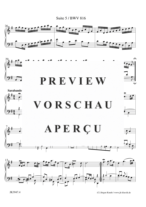 gallery: Suite 5 Französisch BWV 816 Fassung A, , (Klavier Solo)