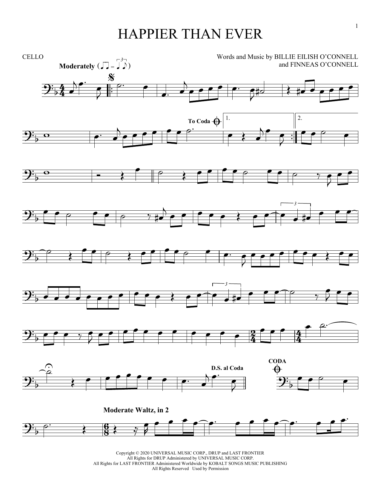Produktgalerie: Seite 1 von 1 Happier Than Ever, Billie Eilish, Violoncello