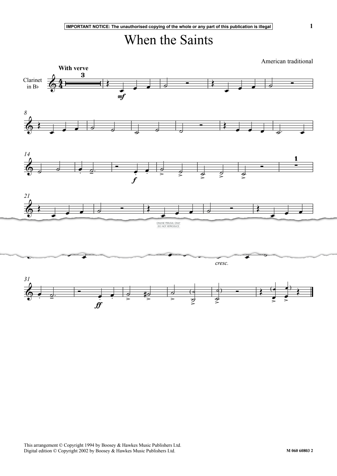 Produktgalerie: Seite 1 von 1 When The Saints, American Traditional, Klarinette