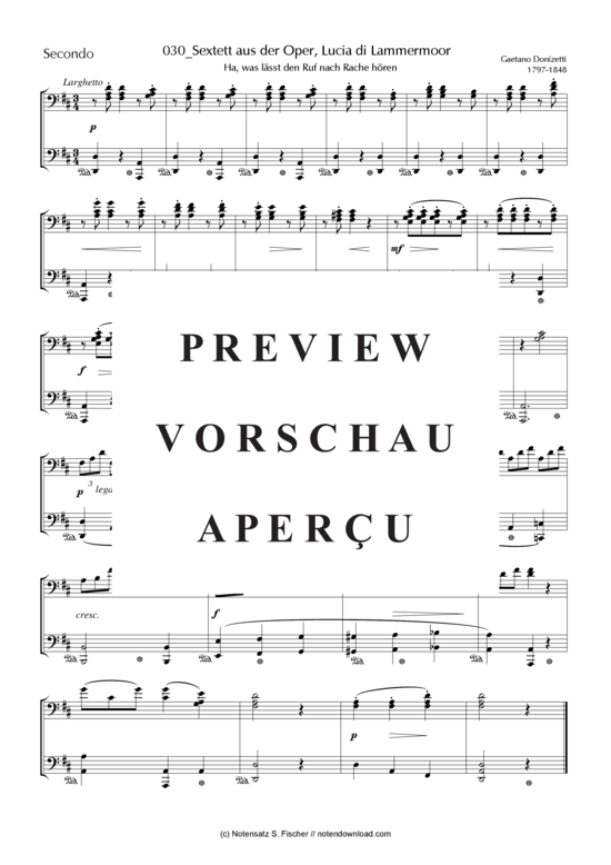 gallery: Sextett aus der Oper, Lucia di Lammermoor Ha, was lässt den Ruf nach Rache hören , , (Klavier vierhändig) 