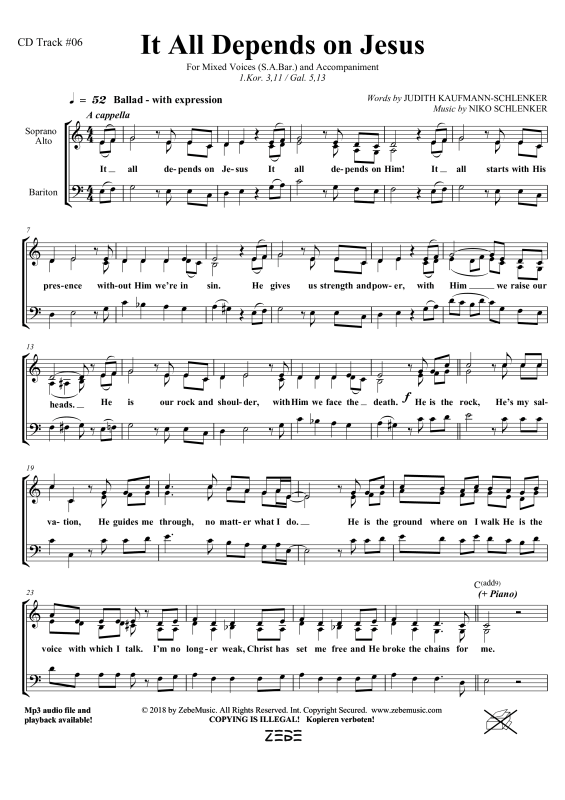 gallery: It All Depends on Jesus, , Gemischter Chor SAM/Solo opt. und Klavier