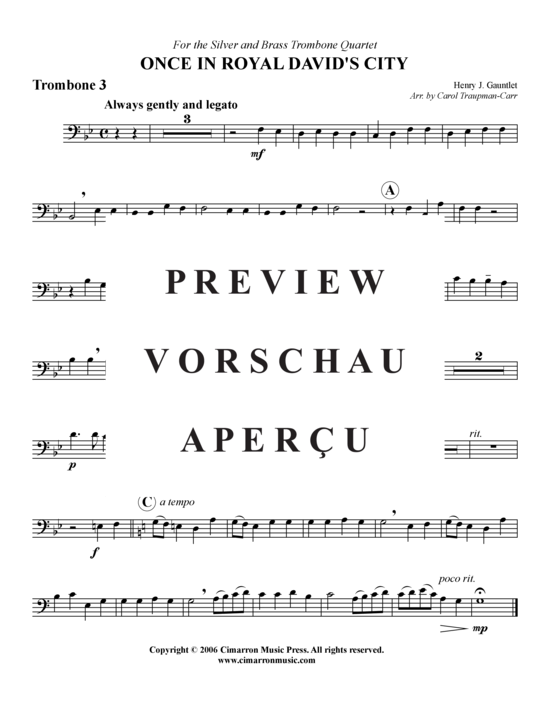 Product gallery: Page 7 of 7 Once in Royal Davids City , , (Trombone Quartet)