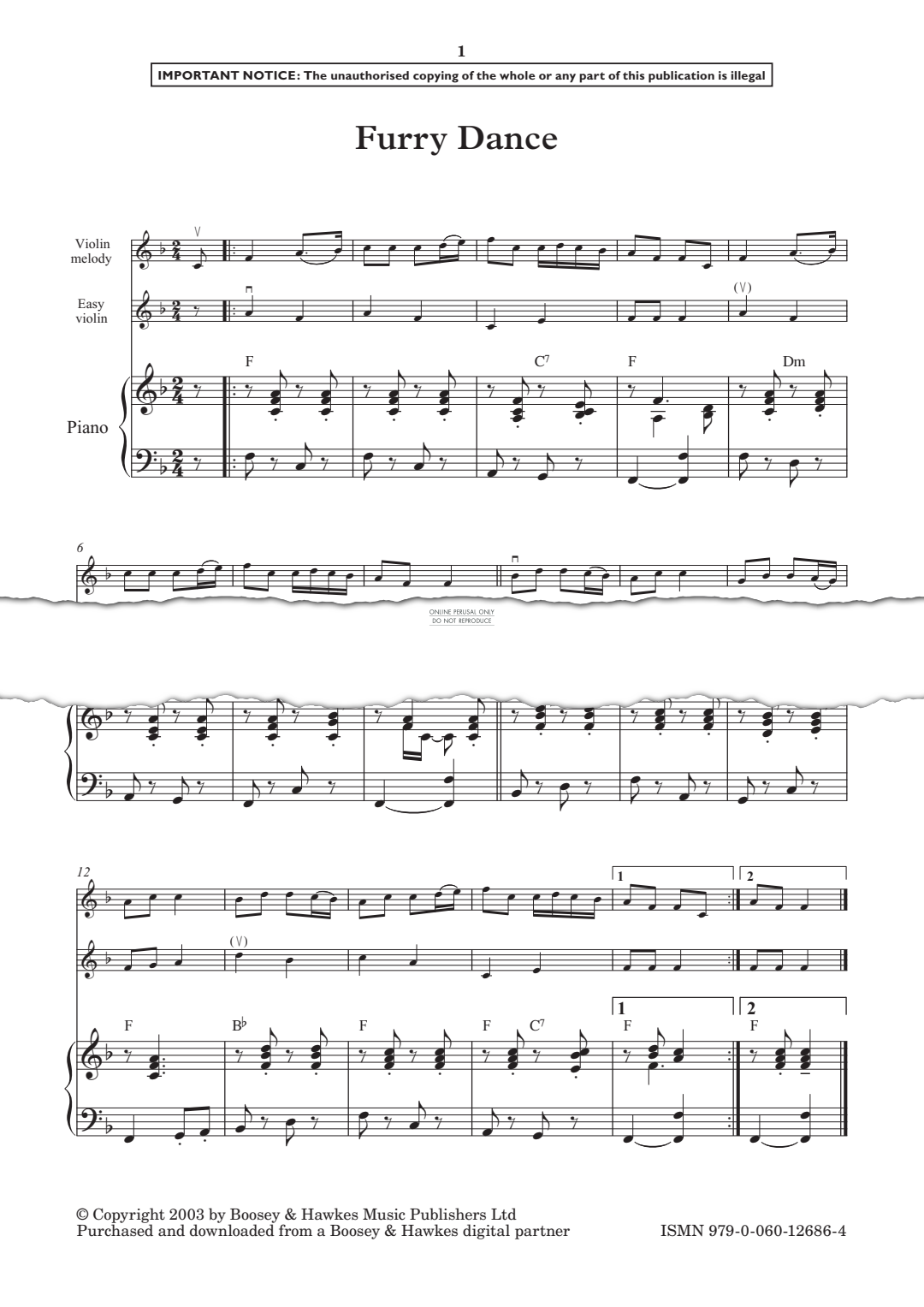 Produktgalerie: Seite 1 von 1 Furry dance, , Klavier, Violine