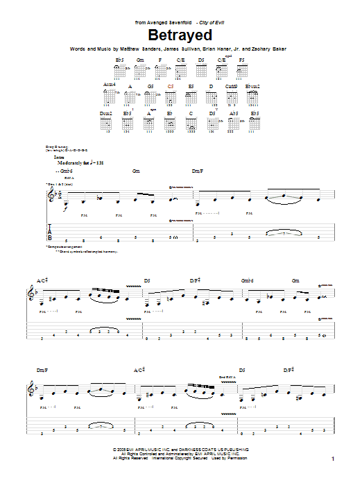 Produktgalerie: Seite 1 von 1 Betrayed, Avenged Sevenfold, Gitarre