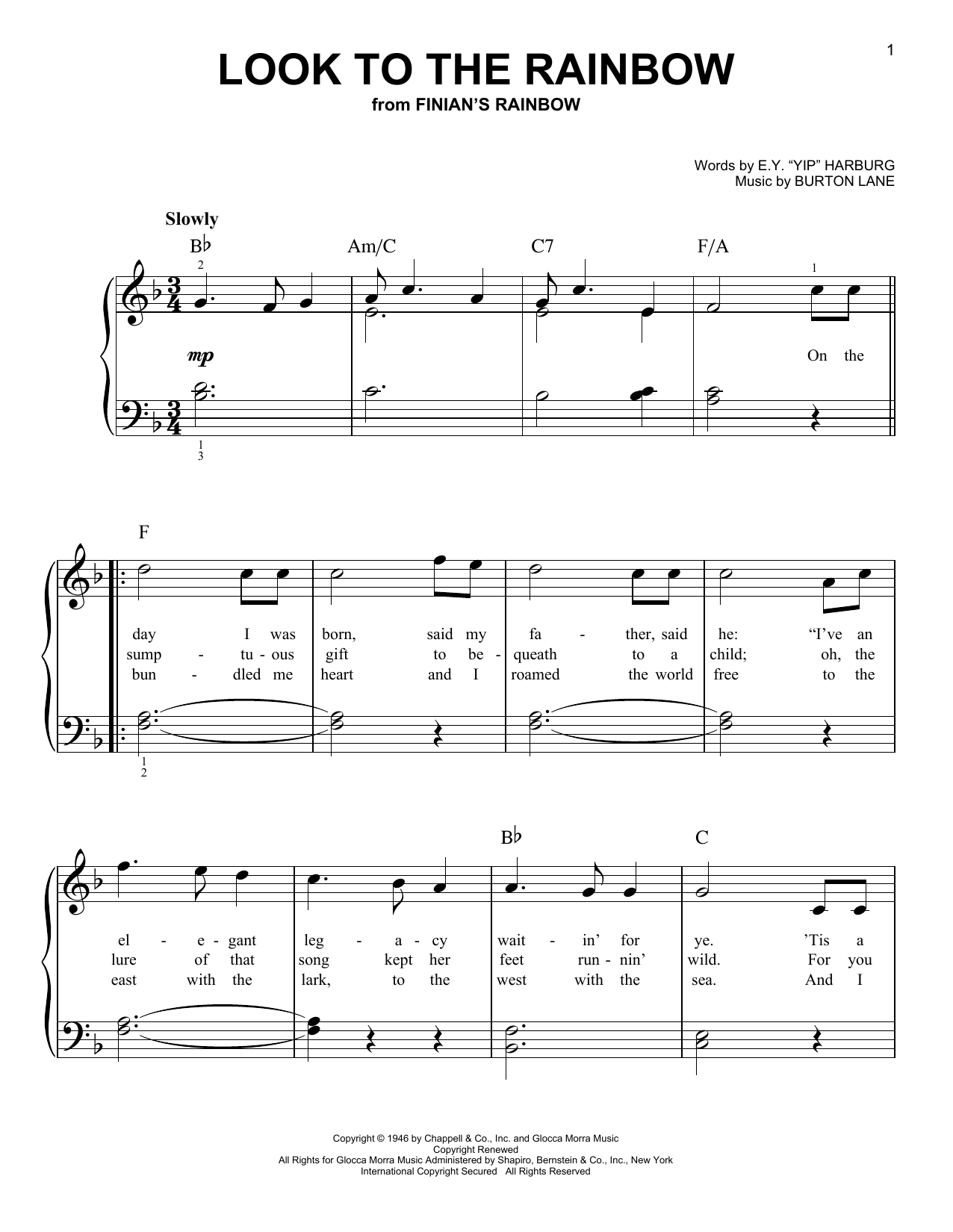 Produktgalerie: Seite 1 von 1 Look To The Rainbow (from Finian's Rainbow), E.Y. Harburg, Klavier