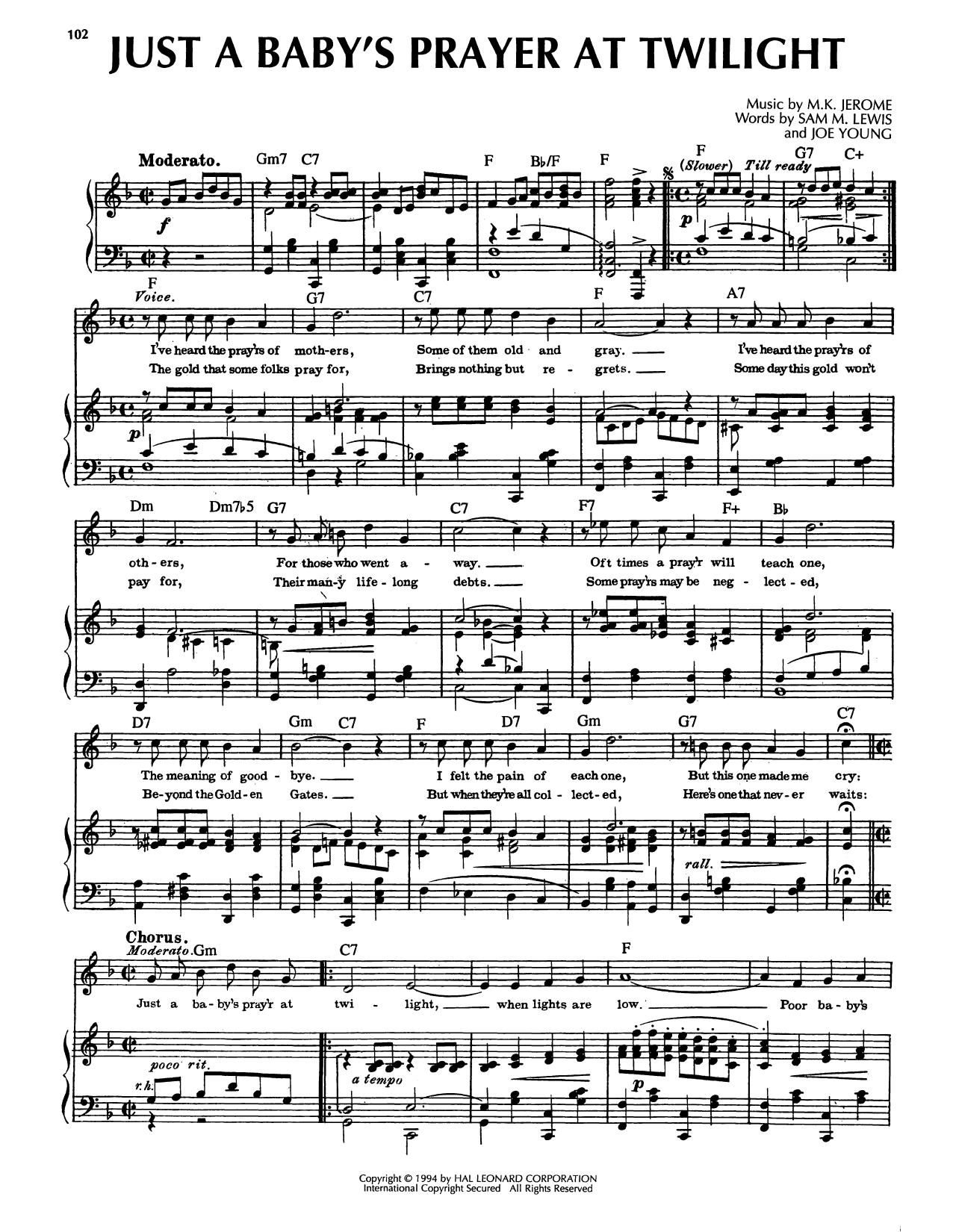 Produktgalerie: Seite 1 von 1 Just A Baby's Prayer At Twilight, Sam M. Lewis, Gesang, Gitarre, Klavier