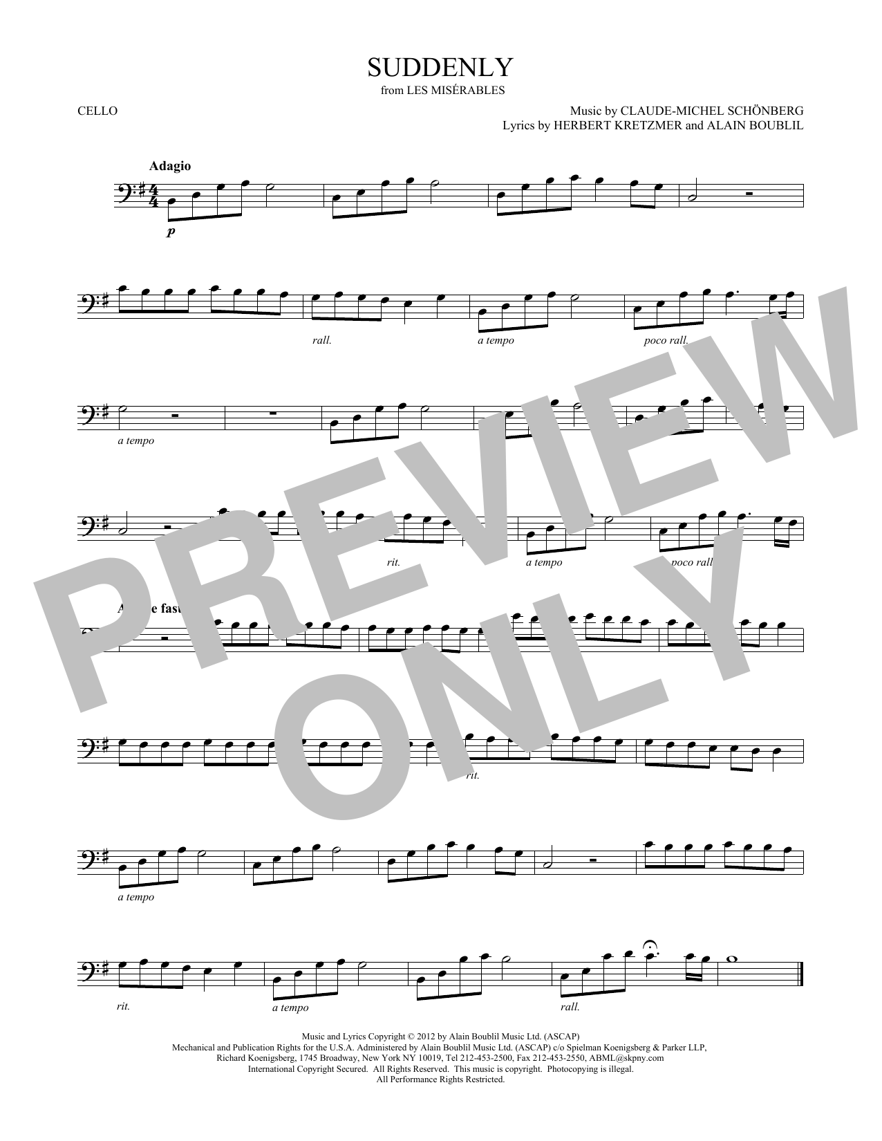 Produktgalerie: Seite 1 von 1 Suddenly, Claude-Michel Schönberg, Violoncello