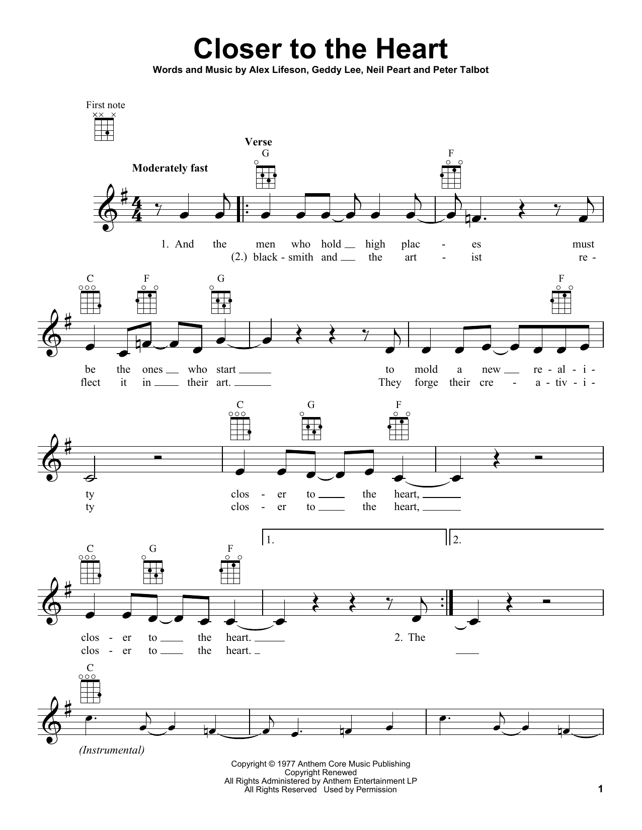 Product gallery: Page 1 of 1 Closer To The Heart, Rush