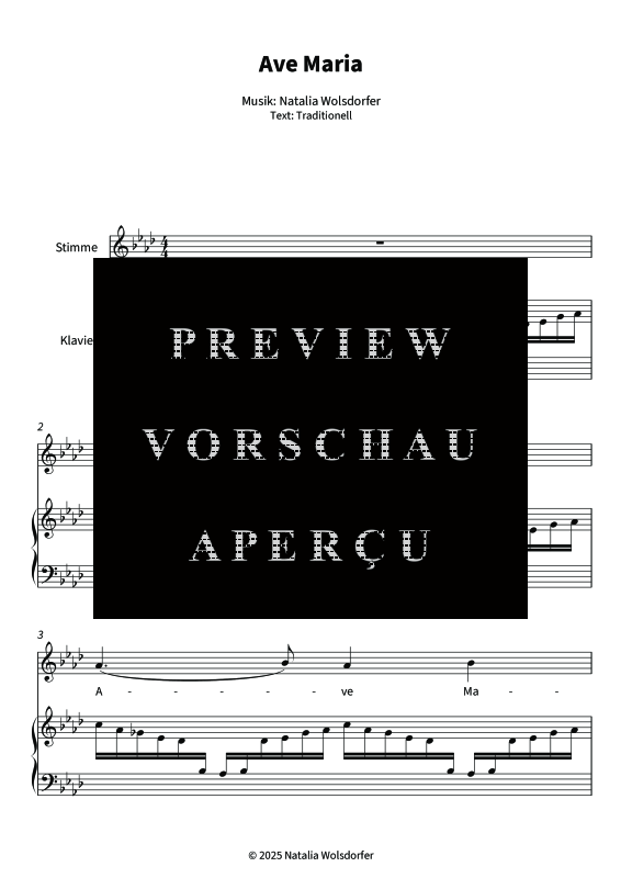 Produktgalerie: Seite 5 von 11 Impressionen nach Ave Maria, , Gesang und Klavier