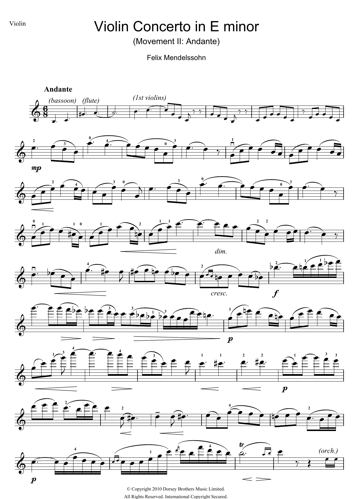 Product gallery: Page 1 of 1 Violin Concerto In E Minor, 2nd Movement: Andante, Felix Mendelssohn