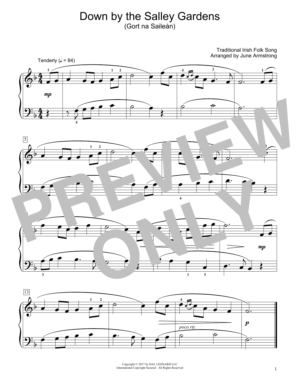 Product gallery: Page 1 of 1 Down By The Salley Gardens (Gort Na Saileán) (arr. June Armstrong), Traditional Irish Folk Song
