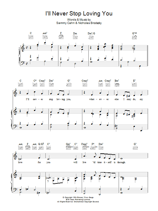 Product gallery: Page 1 of 1 I'll Never Stop Loving You, Sammy Cahn