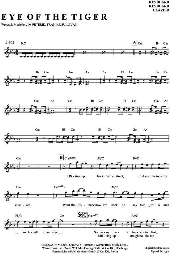 Product gallery: Page 1 of 4 Eye of the tiger , Survivor, (Keyboard)