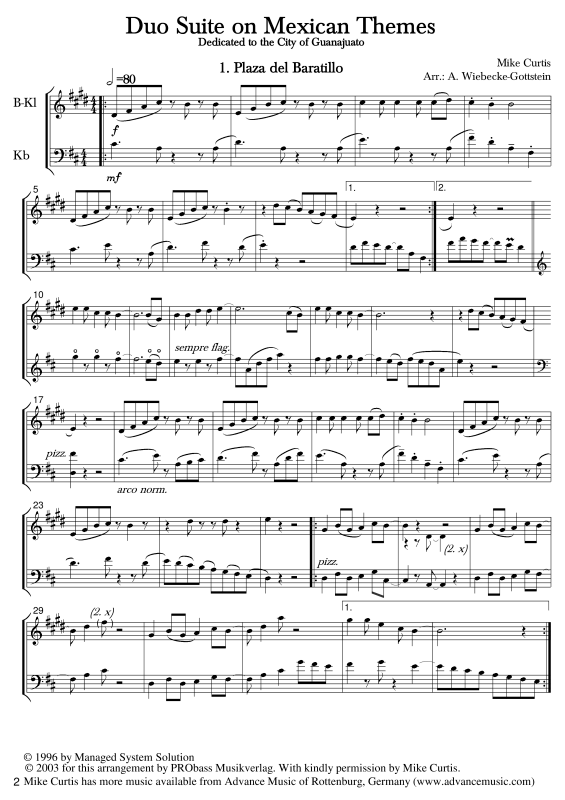 gallery: Duo Suite on Mexican Themes, , Klarinette in B und Kontrabass