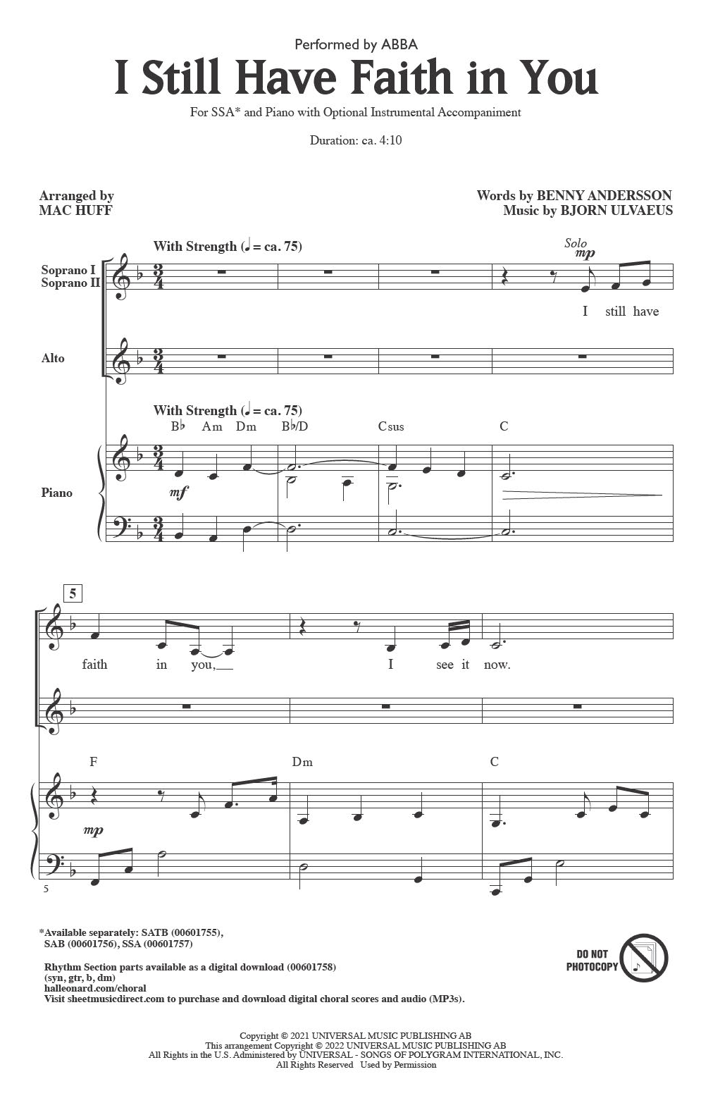 Produktgalerie: Seite 1 von 1 I Still Have Faith In You (arr. Mac Huff), ABBA, Chor