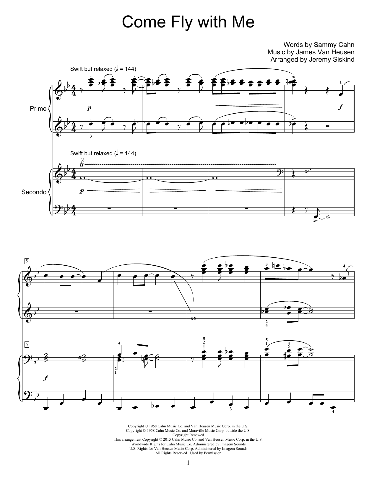 Produktbild zu: Come Fly With Me (arr. Jeremy Siskind)