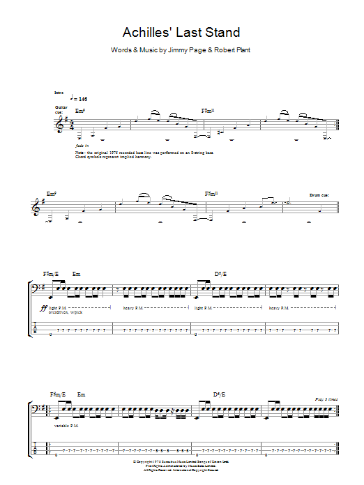 Produktgalerie: Seite 1 von 1 Achilles Last Stand, Led Zeppelin, E-Bass