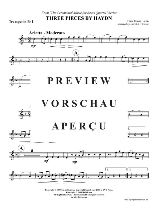 Produktgalerie: Seite 4 von 15 Drei Stücke von Haydn, , (2xTrompete in B, Horn in F, Posaune)