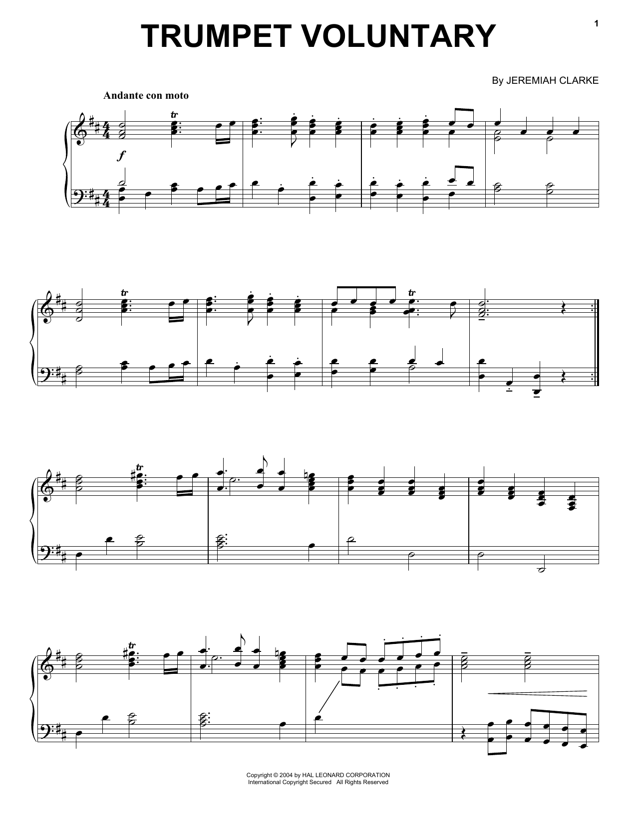 Product gallery: Page 1 of 1 Trumpet Voluntary, Jeremiah Clarke