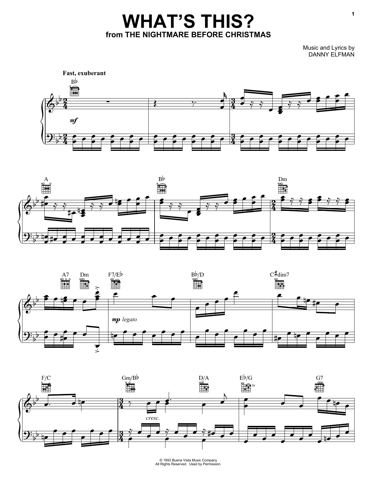 Produktgalerie: Seite 1 von 1 What's This? (from The Nightmare Before Christmas), Danny Elfman, Gesang, Gitarre, Klavier