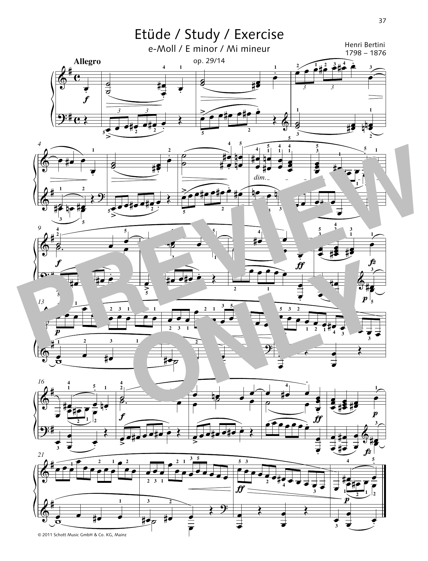 Product gallery: Page 1 of 1 Study E minor, Henri Bertini