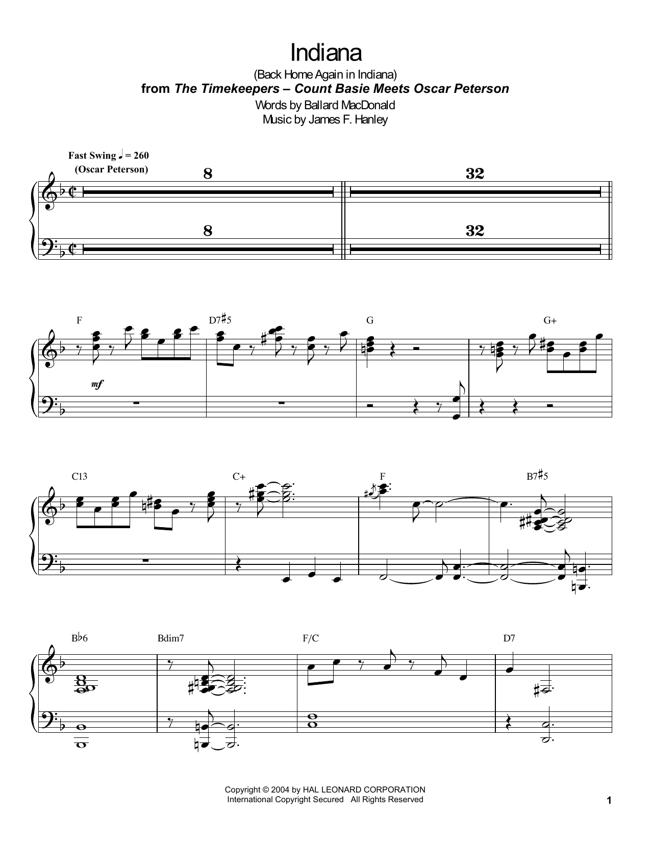 Produktbild zu: Indiana (Back Home Again In Indiana)