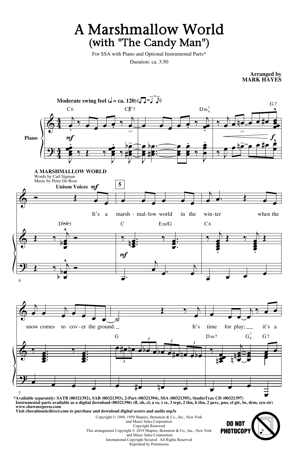 Produktgalerie: Seite 1 von 1 A Marshmallow World (with "The Candy Man"), Mark Hayes, Chor