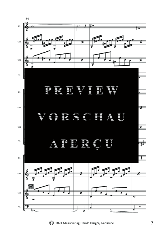 gallery: Wendeltreppe, , Gemischtes Ensemble für Flöte, 2 Gitarren und Cello - Partitur