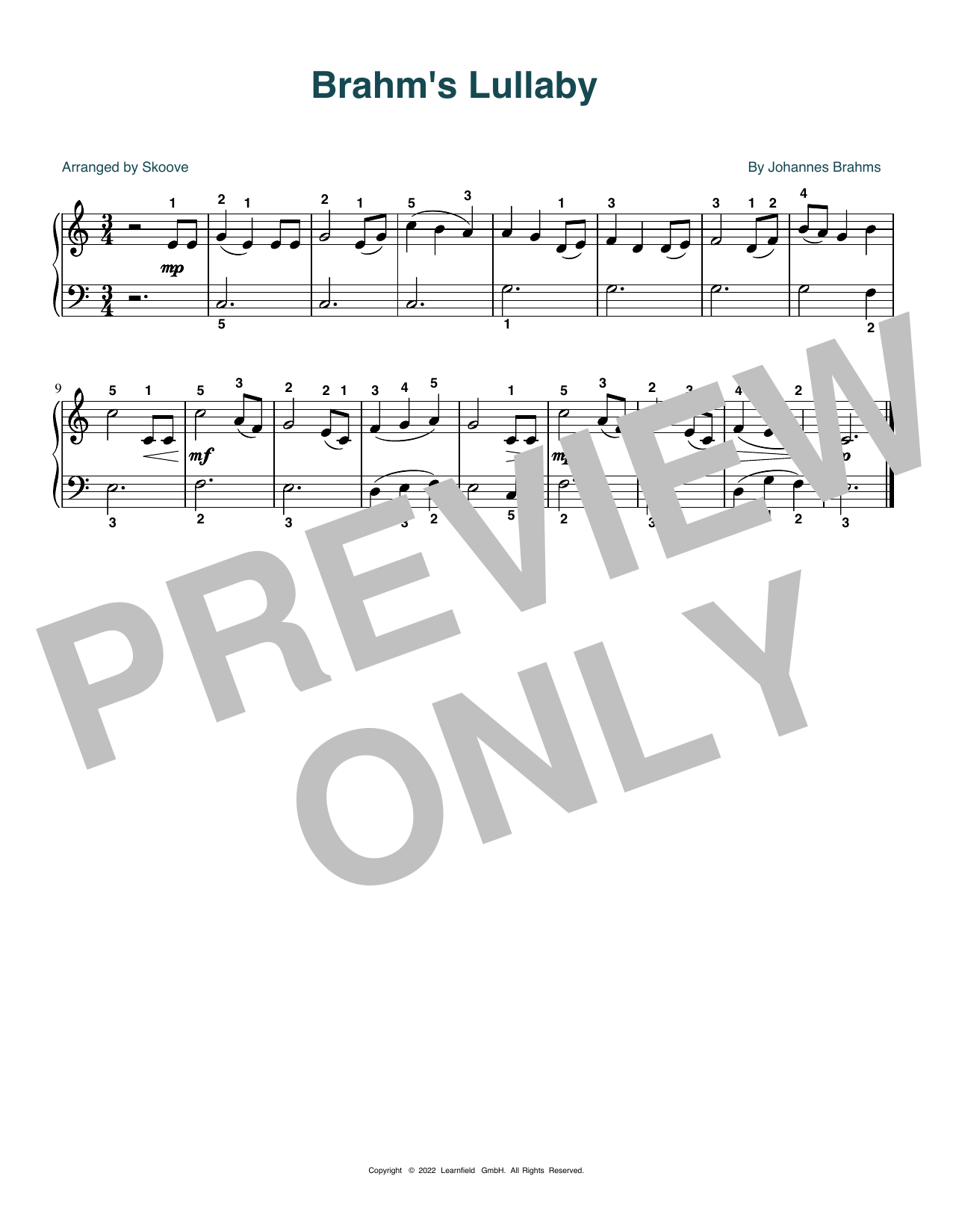 Produktgalerie: Seite 1 von 1 Brahms' Lullaby (arr. Skoove), Johannes Brahms, Klavier