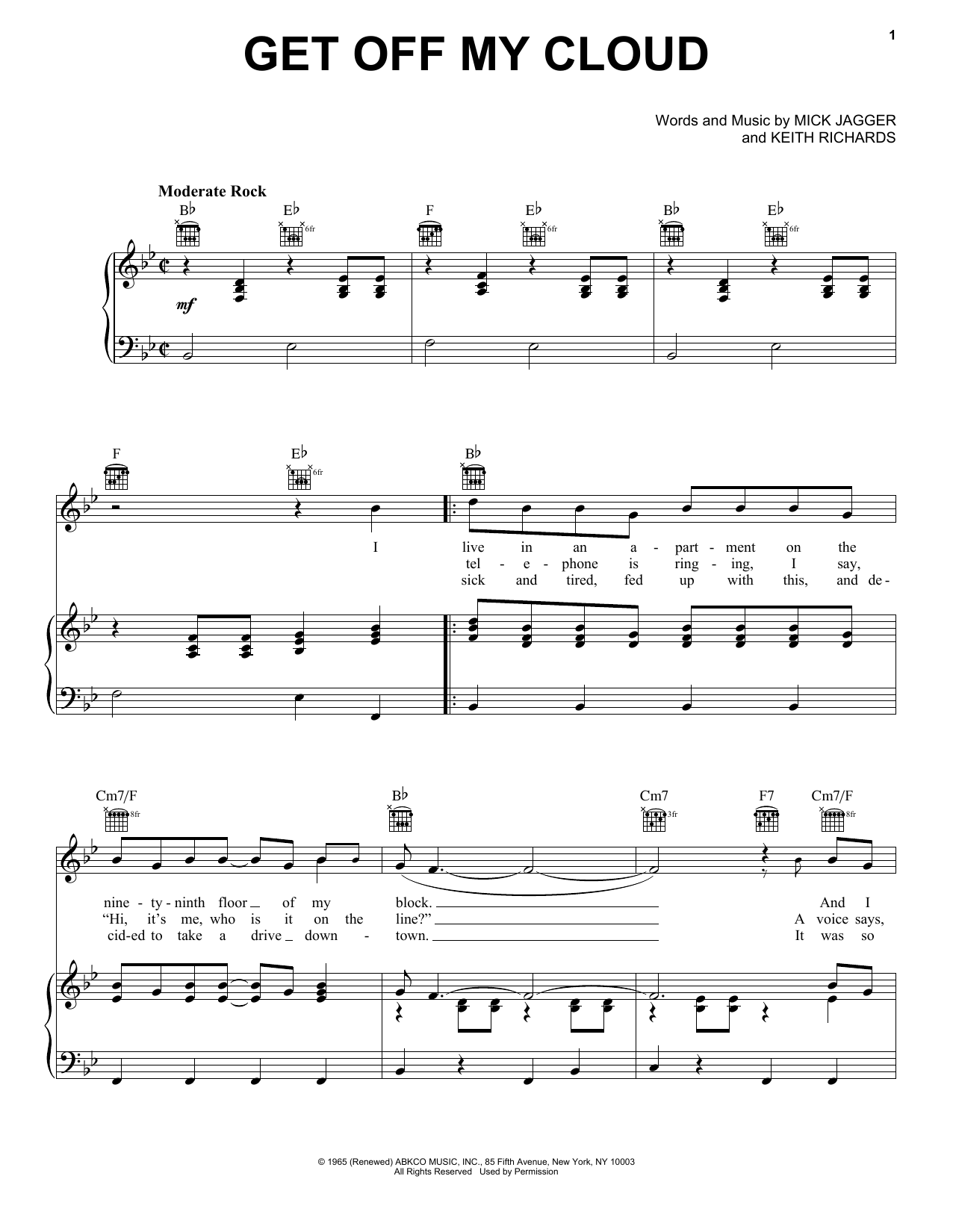Produktgalerie: Seite 1 von 1 Get Off My Cloud, The Rolling Stones, Gesang, Gitarre, Klavier